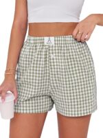 ANRABESS Boxer Shorts for Women Gingham Pajama 2025 Summer Casual Lounge Sleep Plaid Shorts Y2K Beach Bottoms