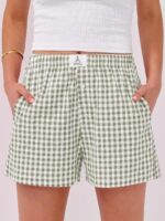 ANRABESS Boxer Shorts for Women Gingham Pajama 2025 Summer Casual Lounge Sleep Plaid Shorts Y2K Beach Bottoms