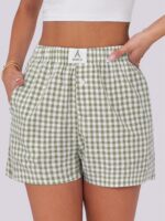 ANRABESS Boxer Shorts for Women Gingham Pajama 2025 Summer Casual Lounge Sleep Plaid Shorts Y2K Beach Bottoms