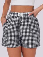 ANRABESS Boxer Shorts for Women Gingham Pajama 2025 Summer Casual Lounge Sleep Plaid Shorts Y2K Beach Bottoms