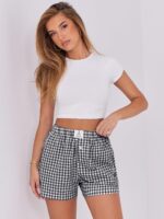 ANRABESS Boxer Shorts for Women Gingham Pajama 2025 Summer Casual Lounge Sleep Plaid Shorts Y2K Beach Bottoms
