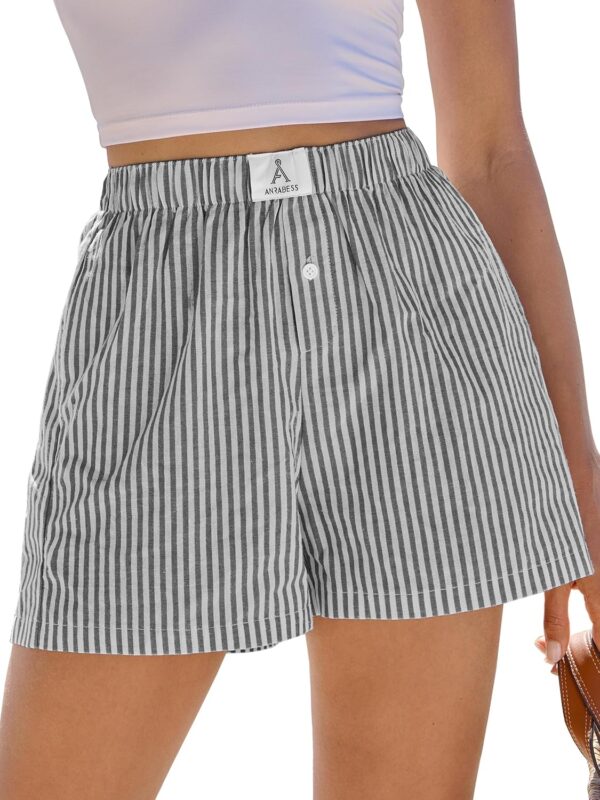 ANRABESS Boxer Shorts for Women Gingham Pajama 2025 Summer Casual Lounge Sleep Plaid Shorts Y2K Beach Bottoms