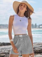 ANRABESS Boxer Shorts for Women Gingham Pajama 2025 Summer Casual Lounge Sleep Plaid Shorts Y2K Beach Bottoms