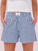 ANRABESS Boxer Shorts for Women Gingham Pajama 2025 Summer Casual Lounge Sleep Plaid Shorts Y2K Beach Bottoms