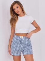 ANRABESS Boxer Shorts for Women Gingham Pajama 2025 Summer Casual Lounge Sleep Plaid Shorts Y2K Beach Bottoms