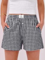 ANRABESS Boxer Shorts for Women Gingham Pajama 2025 Summer Casual Lounge Sleep Plaid Shorts Y2K Beach Bottoms