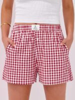 ANRABESS Boxer Shorts for Women Gingham Pajama 2025 Summer Casual Lounge Sleep Plaid Shorts Y2K Beach Bottoms