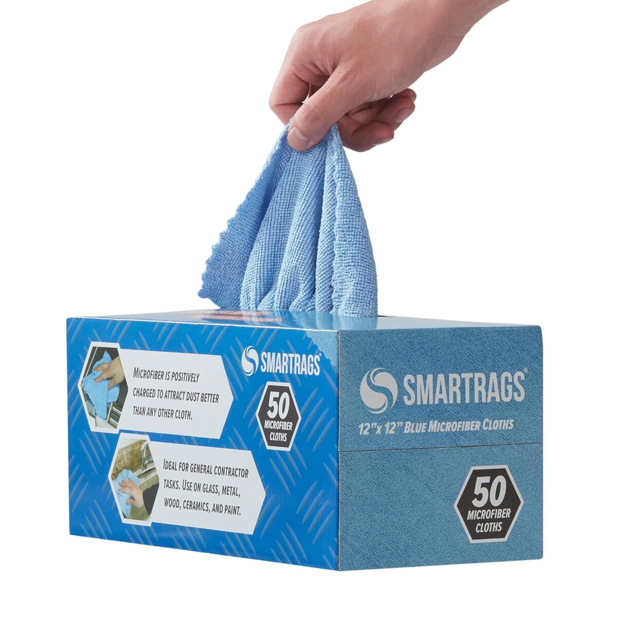 Arkwright Smart Rags in Box - (Pack of 50) Lint Free Microfiber Cleaning Cloth, Scratch & Streak-Free, Dispensable Wash Towels for Cars, Window Glass, and Auto Shop, 12 x 12 in,...