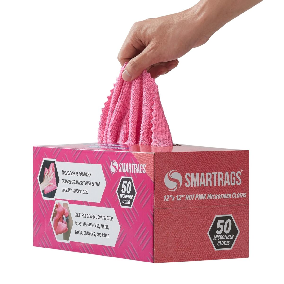 Arkwright Smart Rags in Box - (Pack of 50) Lint Free Microfiber Cleaning Cloth, Scratch & Streak-Free, Dispensable Wash Towels for Cars, Window Glass, and Auto Shop, 12 x 12 in,...