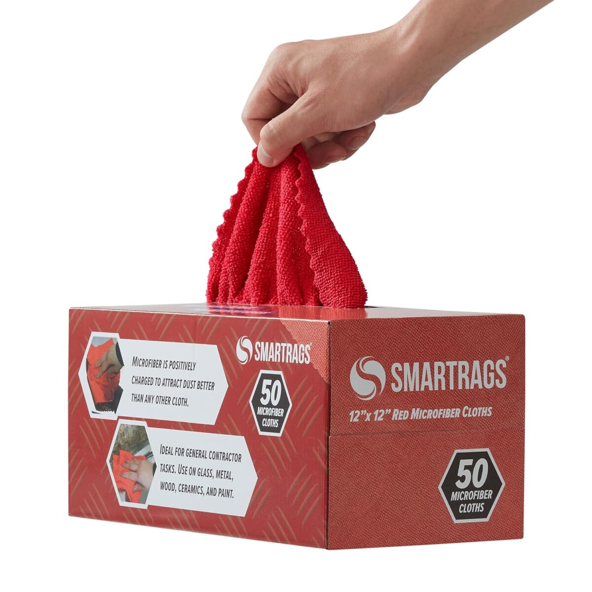 Arkwright Smart Rags in Box - (Pack of 50) Lint Free Microfiber Cleaning Cloth, Scratch & Streak-Free, Dispensable Wash Towels for Cars, Window Glass, and Auto Shop, 12 x 12 in,...