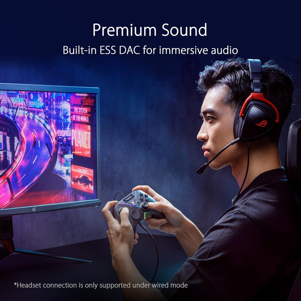 ASUS ROG Raikiri Pro OLED Display, tri-Mode connectivity, remappable Buttons&triggers, 4 Rear Buttons, Step&Linear triggers, Adjustable Joystick Sensitivity, 3.5mm Jack with ESS...