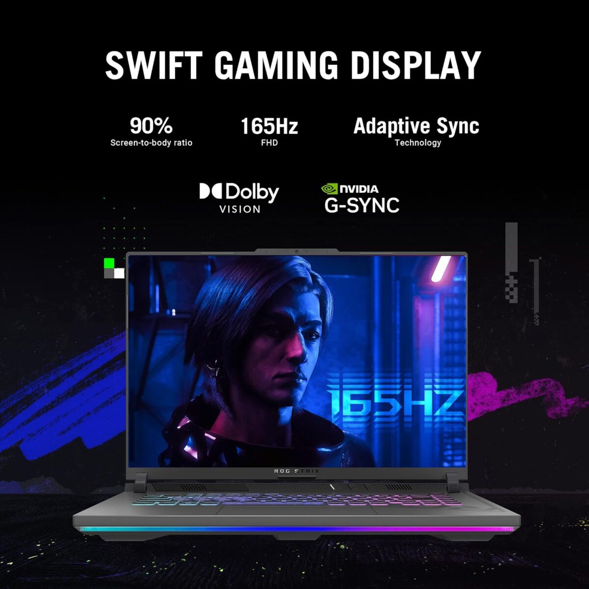 ASUS ROG Strix G16 Gaming Laptop, 165Hz Display, NVIDIA® GeForce RTX™ 4060, Intel Core i7-13650HX, 16GB DDR5, 1TB PCIe Gen4 SSD, Wi-Fi 6E, Windows 11, G614JV-AS74