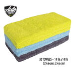 Auto Drive Car Cleaners Multipurpose Microfiber Towels 14" x 14", Multicolor, 30 Pack