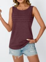 AUTOMET Womens Tank Tops 2025 Summer Dressy Casual Blouses Sleeveless Flowy Crewneck Outfits Basic Trendy Clothes