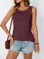 AUTOMET Womens Tank Tops 2025 Summer Dressy Casual Blouses Sleeveless Flowy Crewneck Outfits Basic Trendy Clothes