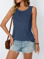 AUTOMET Womens Tank Tops 2025 Summer Dressy Casual Blouses Sleeveless Flowy Crewneck Outfits Basic Trendy Clothes