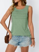 AUTOMET Womens Tank Tops 2025 Summer Dressy Casual Blouses Sleeveless Flowy Crewneck Outfits Basic Trendy Clothes
