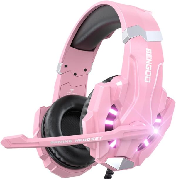 BENGOO G9000 Professional Gaming Headset for PS4, PC, Xbox One Controller, Noise Cancelling Over Ear Headphones with Mic, LED Light, Bass Surround, Soft Memory Earmuffs for...