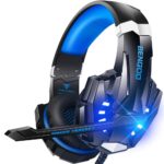 BENGOO G9000 Stereo Gaming Headset for PS4 PC Xbox One PS5 Controller, Noise Cancelling Over Ear Headphones with Mic, LED Light, 7.1 Surround Sound, Soft Memory Earmuffs for...