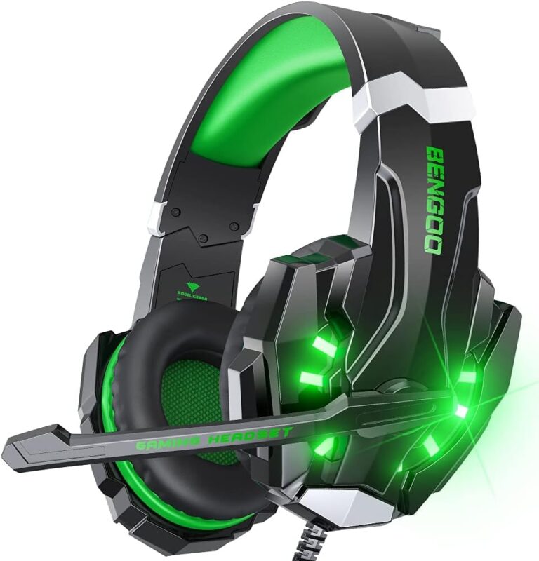 BENGOO G9000 Stereo Gaming Headset for PS4 PC Xbox One PS5 Controller, Noise Cancelling Over Ear Headphones with Mic, LED Light, Bass Surround, Soft Memory Earmuffs for Laptop...