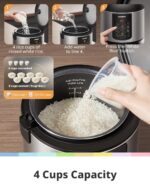 COMFEE' Compact Rice Cooker, 6-in-1 Stainless Steel Multi Cooker, Slow Cooker, Steamer, Saute, and Warmer, 2 QT, 8 Cups Cooked(4 Cups Uncooked), Brown Rice, Quinoa and Oatmeal,...