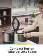 COMFEE' Compact Rice Cooker, 6-in-1 Stainless Steel Multi Cooker, Slow Cooker, Steamer, Saute, and Warmer, 2 QT, 8 Cups Cooked(4 Cups Uncooked), Brown Rice, Quinoa and Oatmeal,...