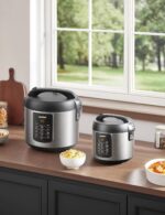 COMFEE' Compact Rice Cooker, 6-in-1 Stainless Steel Multi Cooker, Slow Cooker, Steamer, Saute, and Warmer, 2 QT, 8 Cups Cooked(4 Cups Uncooked), Brown Rice, Quinoa and Oatmeal,...