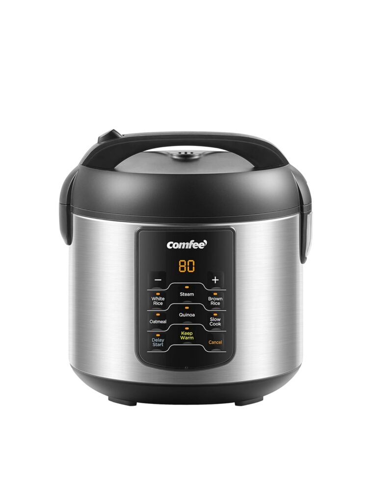 COMFEE' Compact Rice Cooker, 6-in-1 Stainless Steel Multi Cooker, Slow Cooker, Steamer, Saute, and Warmer, 2 QT, 8 Cups Cooked(4 Cups Uncooked), Brown Rice, Quinoa and Oatmeal,...