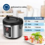 COMFEE' Compact Rice Cooker, 6-in-1 Stainless Steel Multi Cooker, Slow Cooker, Steamer, Saute, and Warmer, 2 QT, 8 Cups Cooked(4 Cups Uncooked), Brown Rice, Quinoa and Oatmeal,...