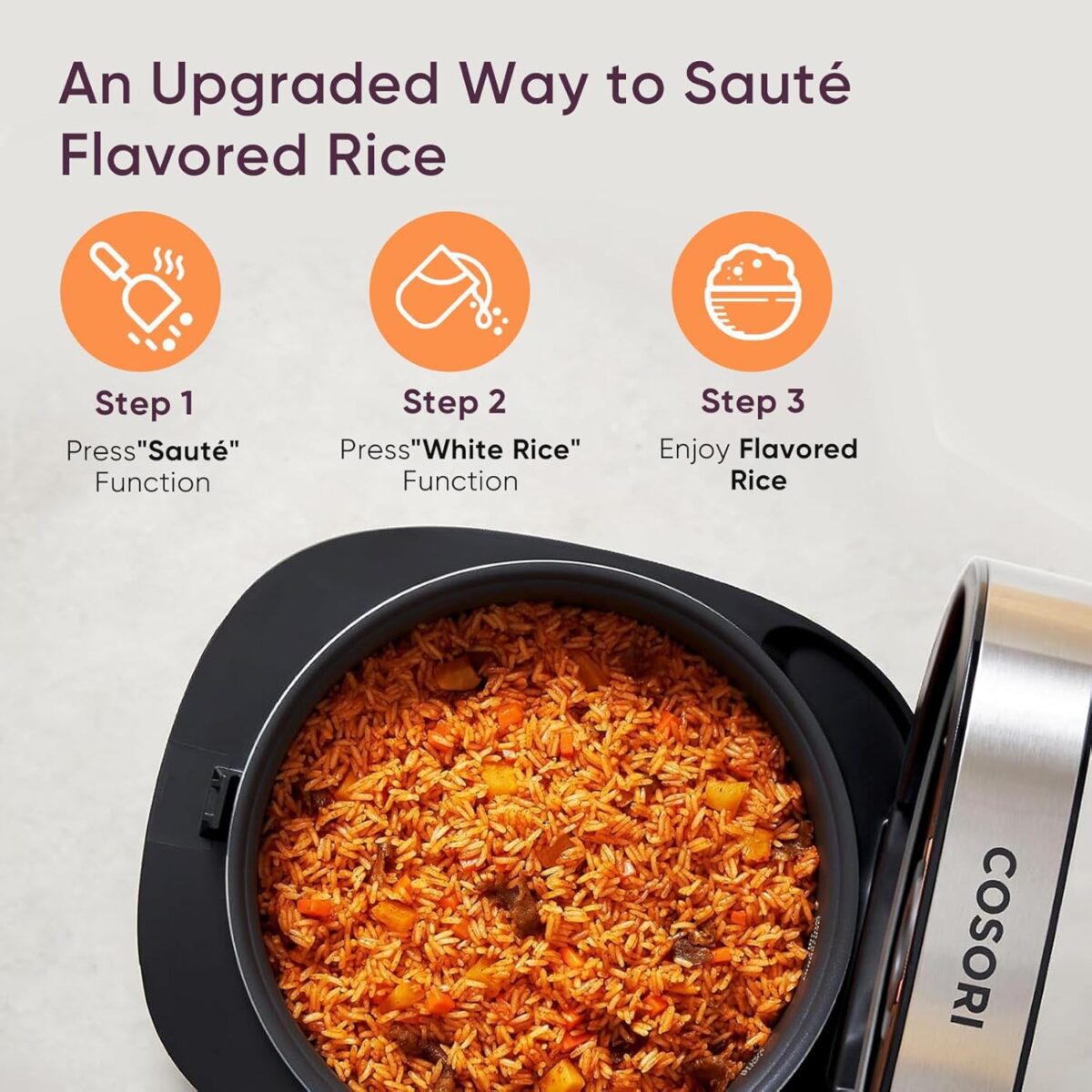 COSORI Rice Cooker 10 Cup, 24h Keep Warm, 18 Functions Fuzzy Logic Rice Maker with Stainless Steel Steamer Basket, Sauté, Slow Cooker, Black