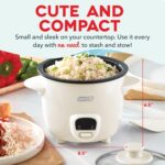 Dash Mini Rice Cooker Steamer with Removable Nonstick Pot, Keep Warm Function & Recipe Guide, 2 cups, for Soups, Stews, Grains & Oatmeal - Cream