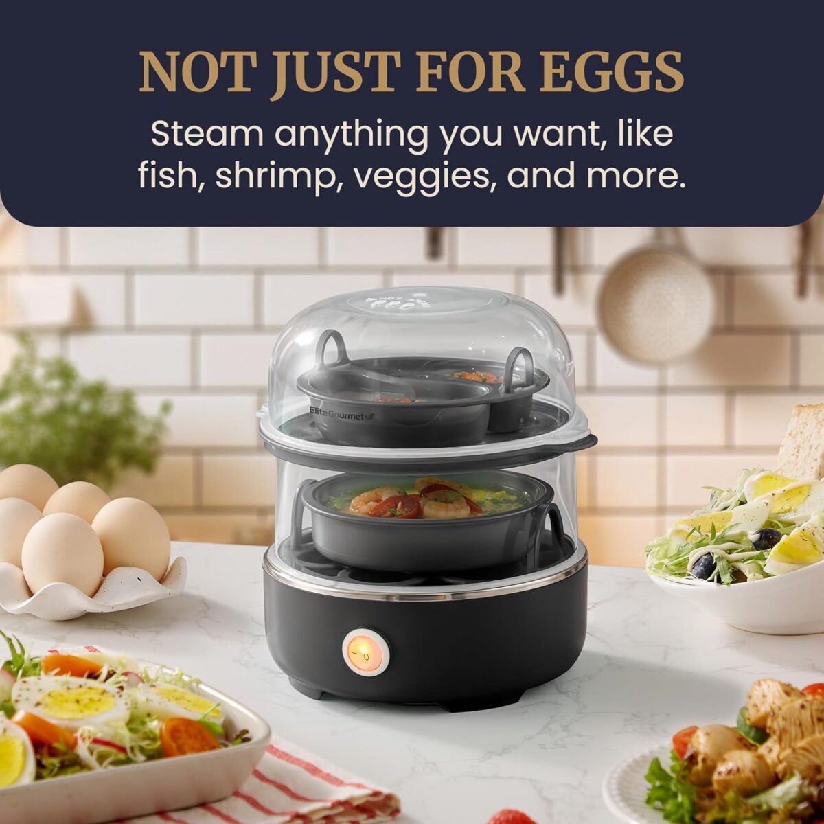 Elite Gourmet EGC115M Easy Egg Cooker Electric 7-Egg Capacity, Soft, Medium, Hard-Boiled Egg Cooker with Auto Shut-Off, Measuring Cup Included, BPA Free, Retro Mint
