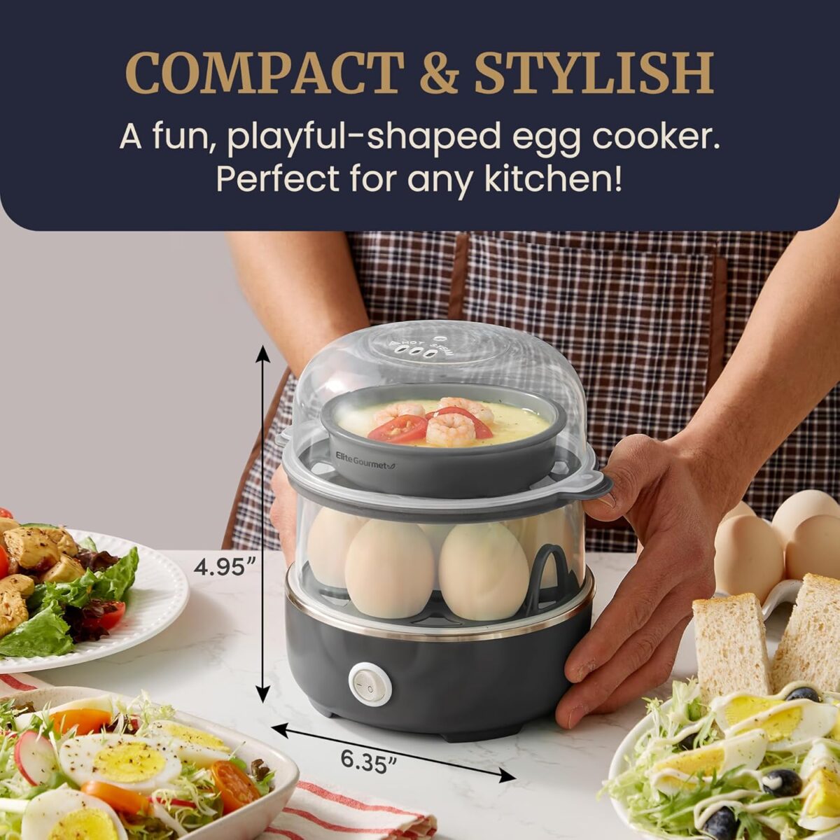 Elite Gourmet EGC115M Easy Egg Cooker Electric 7-Egg Capacity, Soft, Medium, Hard-Boiled Egg Cooker with Auto Shut-Off, Measuring Cup Included, BPA Free, Retro Mint