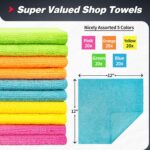 FIXSMITH Microfiber Cleaning Cloth, 100 Pack Shop Towels, Micro Fiber Cloth for Cleaning Car, All-Purpose Absorbent Cleaning Rags for Housekeeping, Dust Cloth for Office, Car...