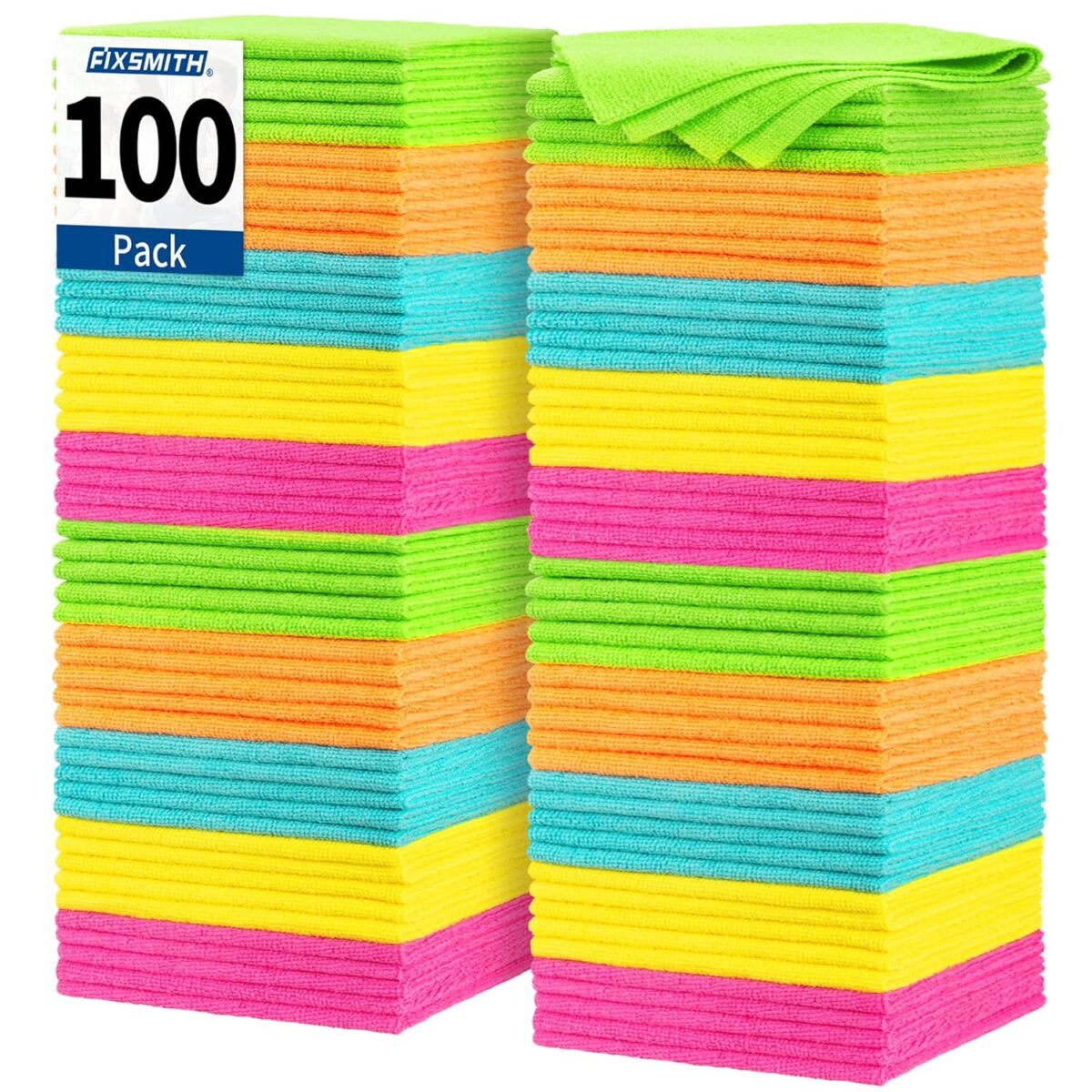 FIXSMITH Microfiber Cleaning Cloth, 100 Pack Shop Towels, Micro Fiber Cloth for Cleaning Car, All-Purpose Absorbent Cleaning Rags for Housekeeping, Dust Cloth for Office, Car...