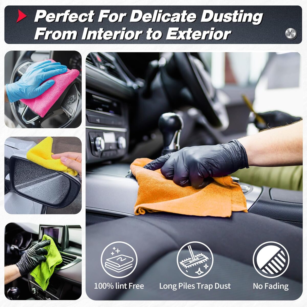 FIXSMITH Microfiber Cleaning Cloth, 100 Pack Shop Towels, Micro Fiber Cloth for Cleaning Car, All-Purpose Absorbent Cleaning Rags for Housekeeping, Dust Cloth for Office, Car...