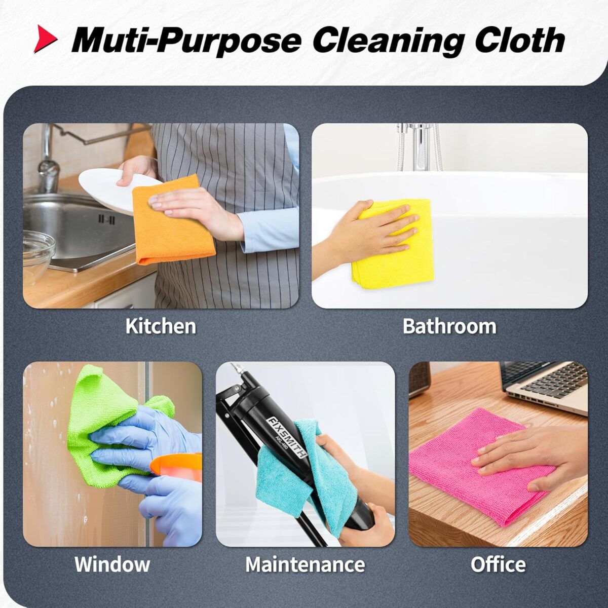 FIXSMITH Microfiber Cleaning Cloth, 100 Pack Shop Towels, Micro Fiber Cloth for Cleaning Car, All-Purpose Absorbent Cleaning Rags for Housekeeping, Dust Cloth for Office, Car...