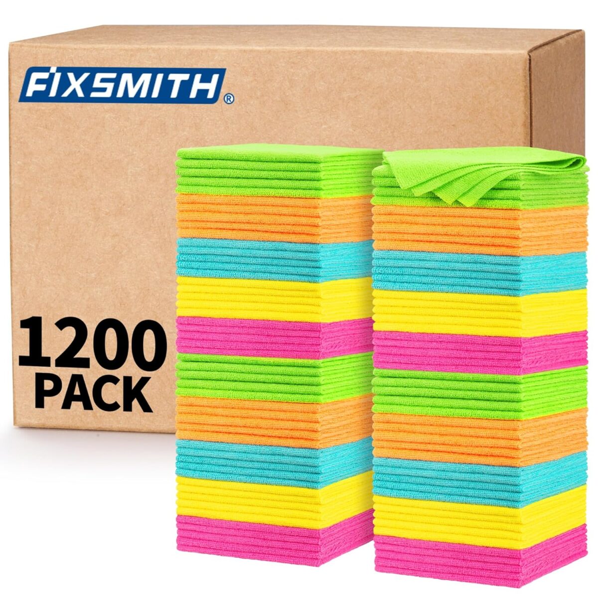 FIXSMITH Microfiber Cleaning Cloth, 100 Pack Shop Towels, Micro Fiber Cloth for Cleaning Car, All-Purpose Absorbent Cleaning Rags for Housekeeping, Dust Cloth for Office, Car...