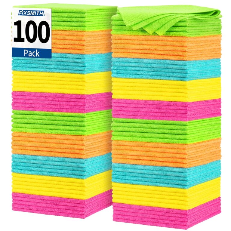 FIXSMITH Microfiber Cleaning Cloth, 100 Pack Shop Towels, Micro Fiber Cloth for Cleaning Car, All-Purpose Absorbent Cleaning Rags for Housekeeping, Dust Cloth for Office, Car...