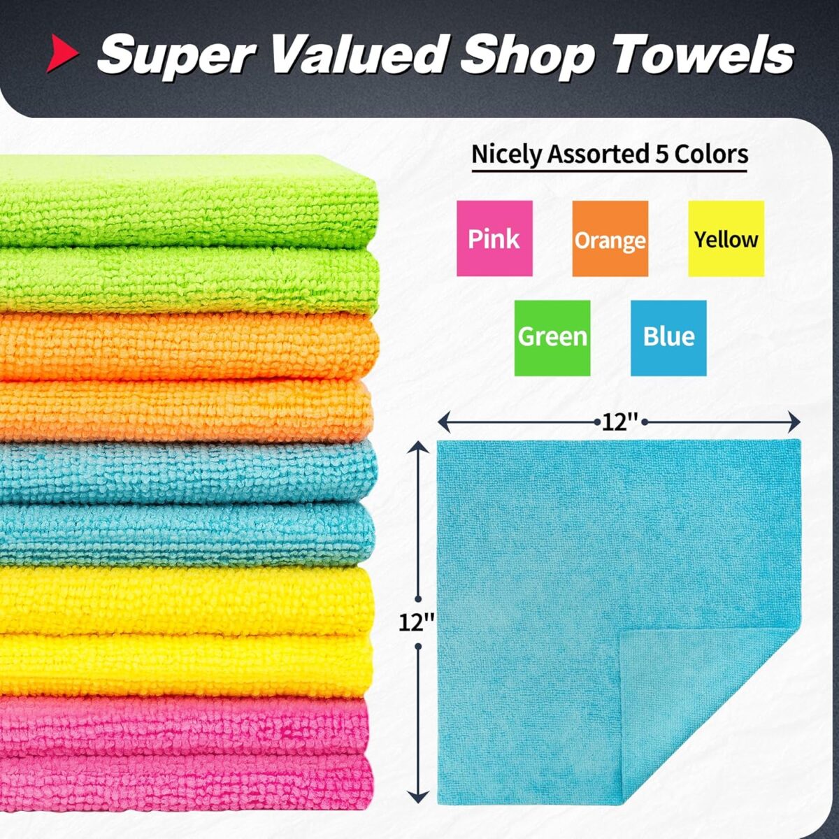 FIXSMITH Microfiber Cleaning Cloth, 100 Pack Shop Towels, Micro Fiber Cloth for Cleaning Car, All-Purpose Absorbent Cleaning Rags for Housekeeping, Dust Cloth for Office, Car...