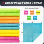 FIXSMITH Microfiber Cleaning Cloth, 100 Pack Shop Towels, Micro Fiber Cloth for Cleaning Car, All-Purpose Absorbent Cleaning Rags for Housekeeping, Dust Cloth for Office, Car...