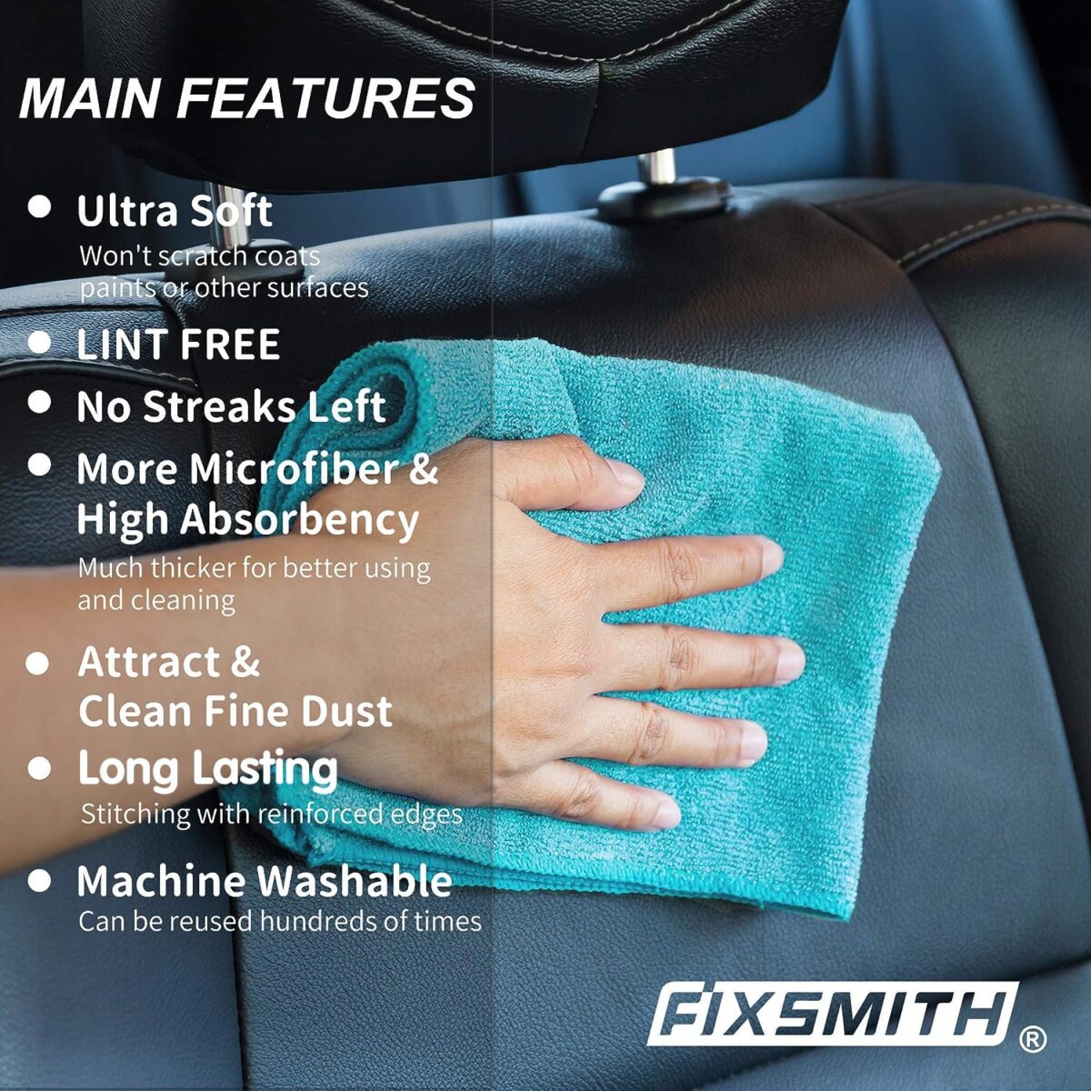 FIXSMITH Microfiber Cleaning Cloth - Pack of 8, Size: 12 x 16 in, Multi-Functional Cleaning Towels, Highly Absorbent Cleaning Rags, Lint-Free, Streak-Free Cleaning Cloths for...