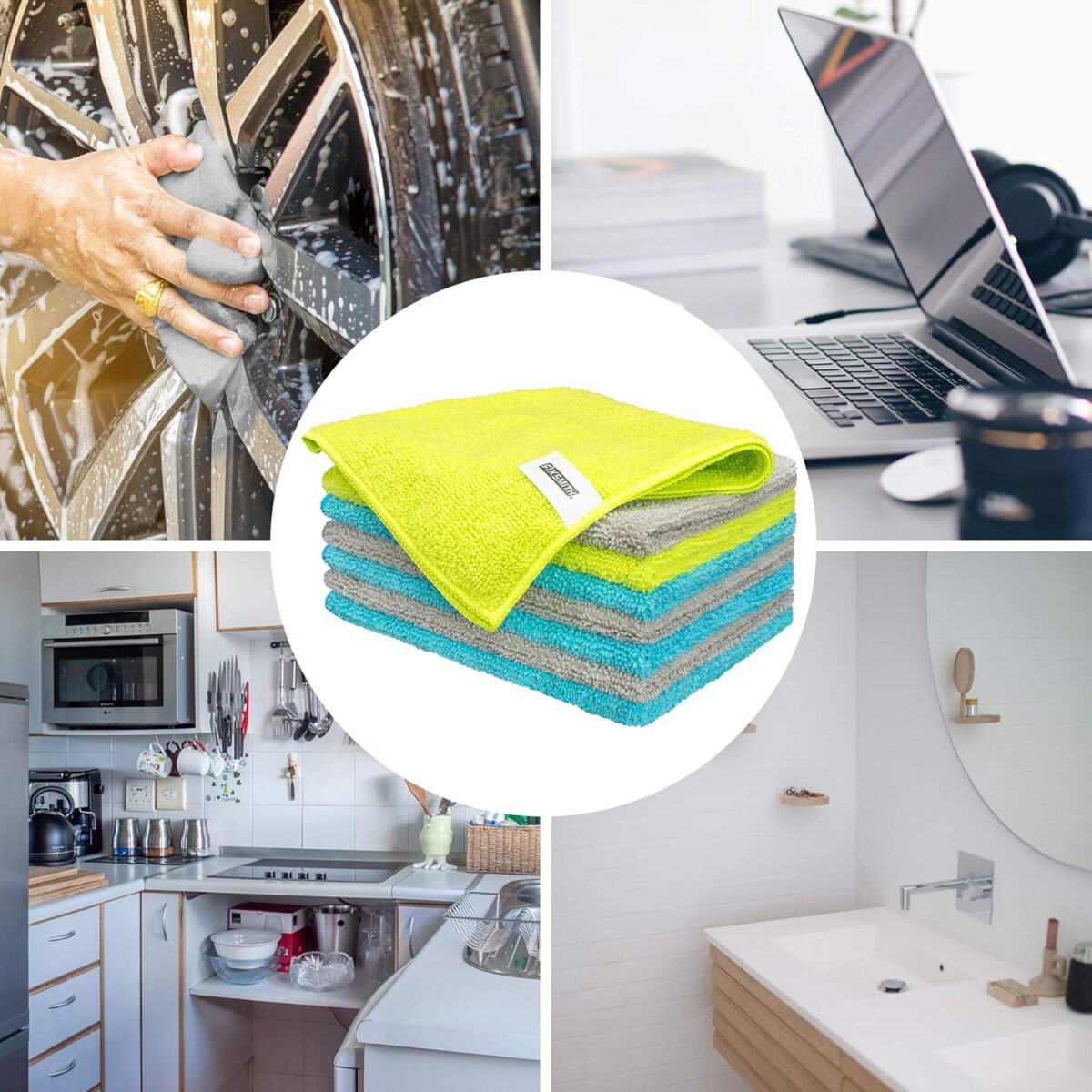 FIXSMITH Microfiber Cleaning Cloth - Pack of 8, Size: 12 x 16 in, Multi-Functional Cleaning Towels, Highly Absorbent Cleaning Rags, Lint-Free, Streak-Free Cleaning Cloths for...