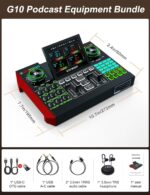 G10 Gaming Audio Mixer，Podcast Equipment Live Sound Card for Streaming，Audio Interface DJ Mixer Sound Card/Board Condenser Microphone for Tiktok Gaming Video Content Creator Kit.