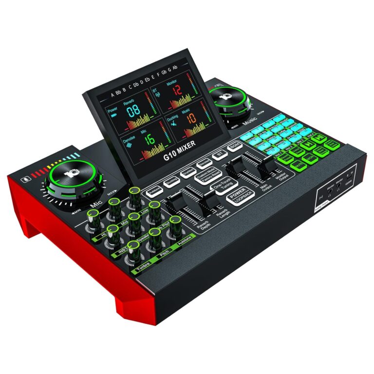 G10 Gaming Audio Mixer，Podcast Equipment Live Sound Card for Streaming，Audio Interface DJ Mixer Sound Card/Board Condenser Microphone for Tiktok Gaming Video Content Creator Kit.