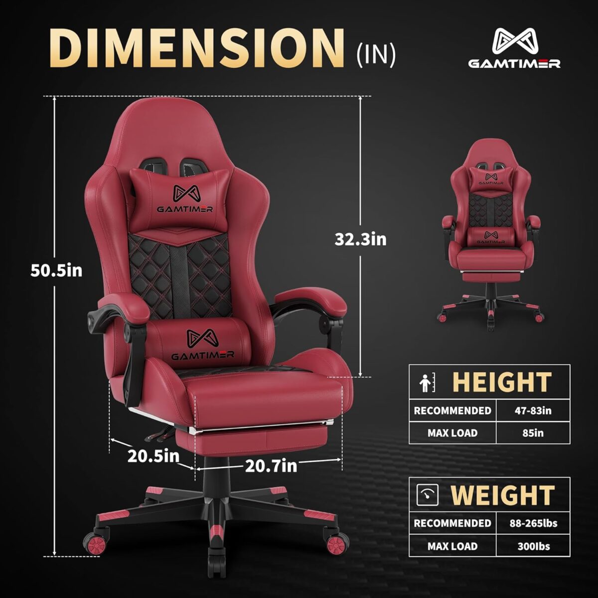 Gaming Chair, 400 lbs Adult Chair, High Back Computer Chair with Footrest and Linked Armrests, Office Video Game Chair with Lumbar Support (Grey)