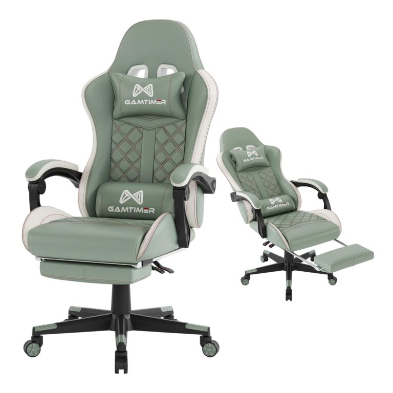 Gaming Chair, 400 lbs Adult Chair, High Back Computer Chair with Footrest and Linked Armrests, Office Video Game Chair with Lumbar Support (Green)