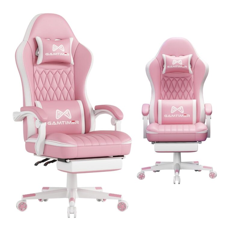 Gaming Chair, 400 lbs Adult Chair, High Back Computer Chair with Footrest and Linked Armrests, Office Video Game Chair with Lumbar Support (Pink)