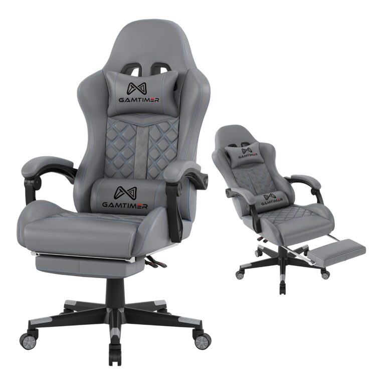 Gaming Chair, 400 lbs Adult Chair, High Back Computer Chair with Footrest and Linked Armrests, Office Video Game Chair with Lumbar Support (Grey)