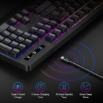 Gaming Keyboard, 7-Color Rainbow LED Backlit, 104 Keys Quiet Light Up Keyboard, Wrist Rest, Whisper Silent, Anti-ghosting Multimedia Keys, Waterproof USB Wired Keyboard for PC...